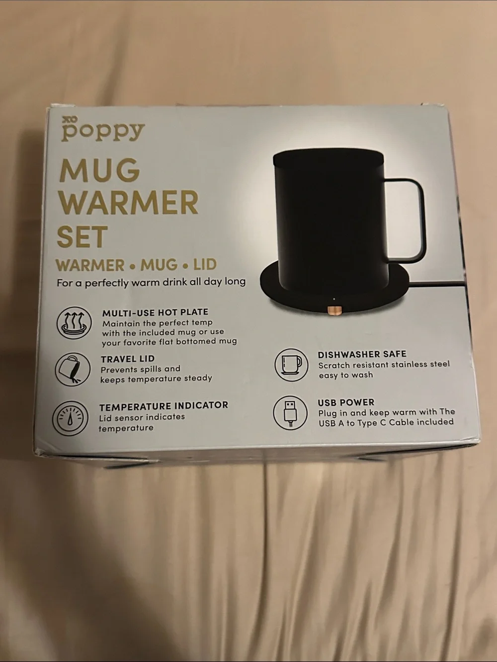 Xo Poppy mug warmer set
